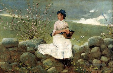  Blossom Painting - Peach Blossoms Realism painter Winslow Homer